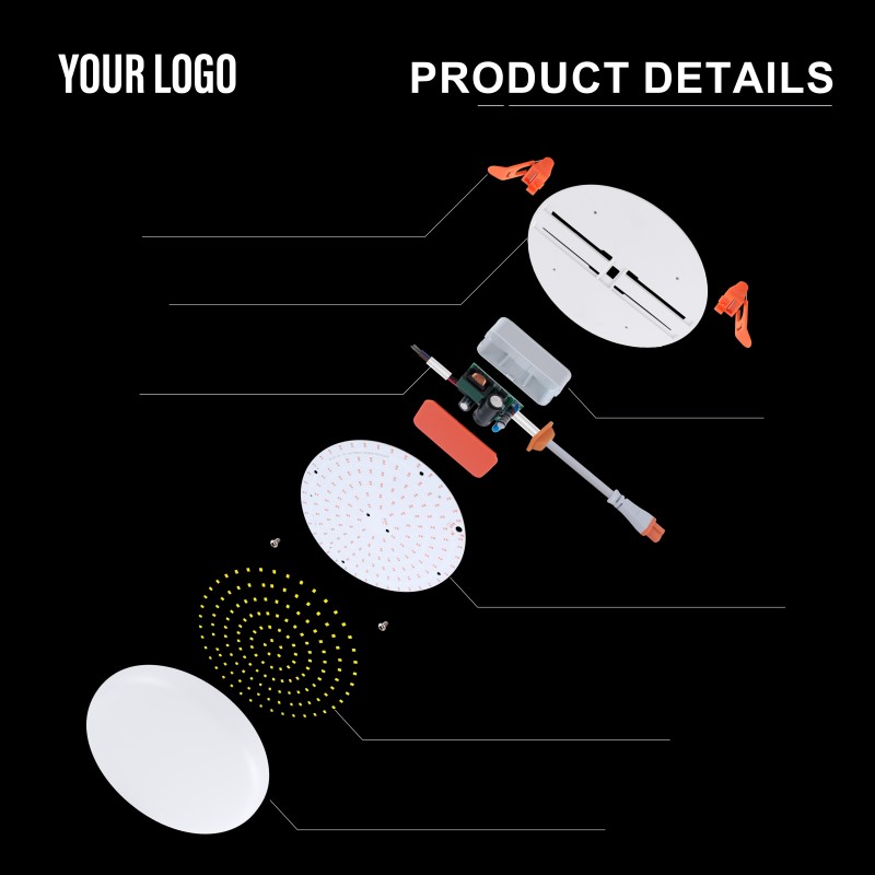 Pannello LED da incasso senza cornice da 36 W, alluminio + PC, ferro + PP